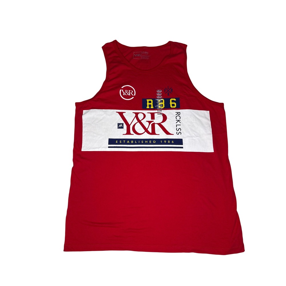 Young & Reckless Tank Top Mens 2XL Red Cotton Graphic Streetwear Sleeveless Tee